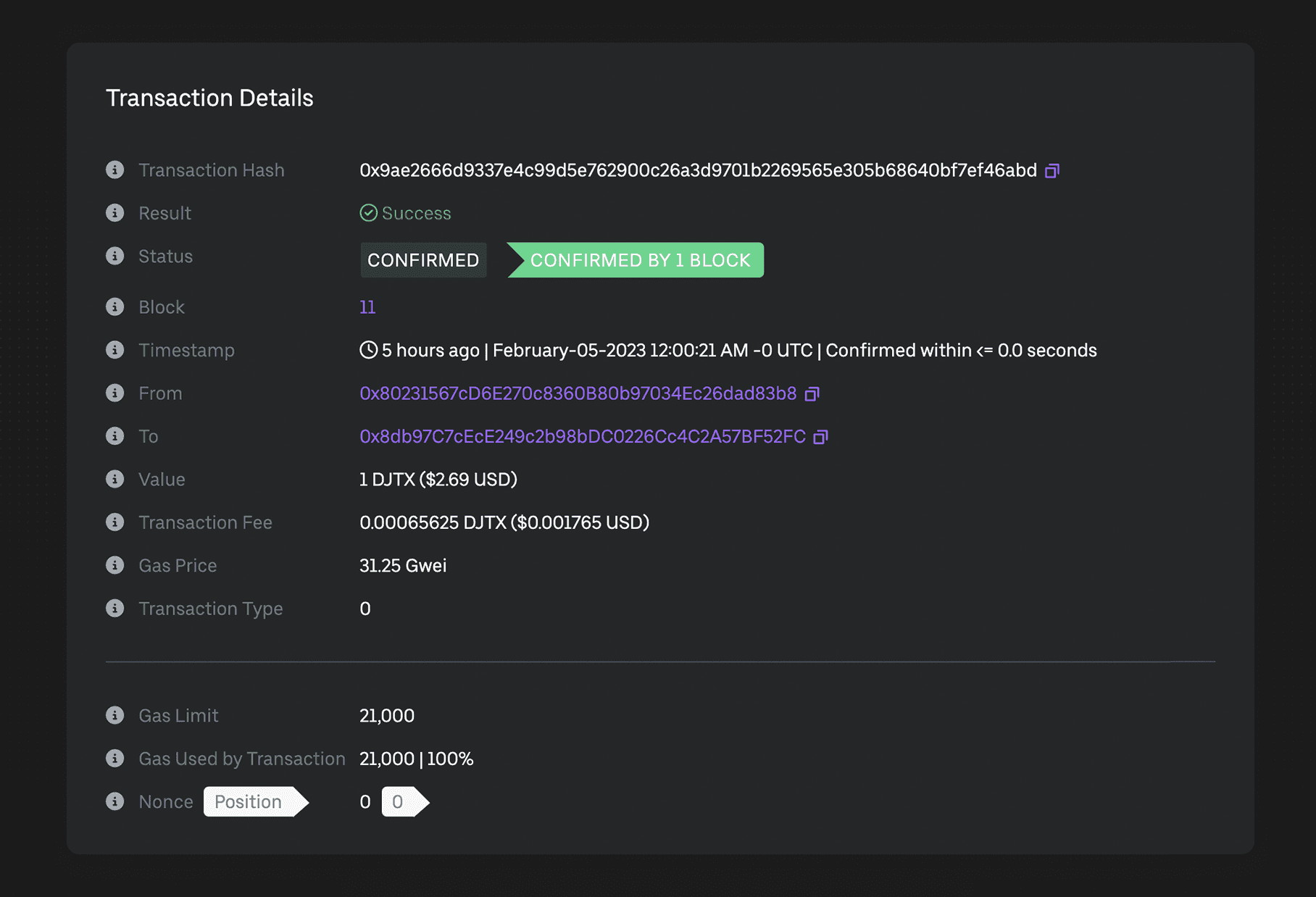 Transaction details