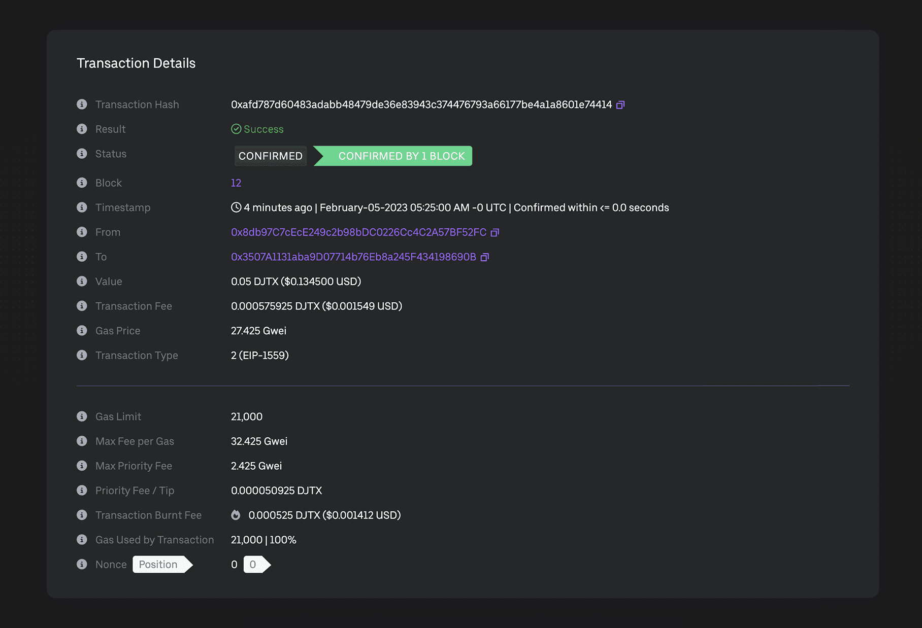 Transaction details